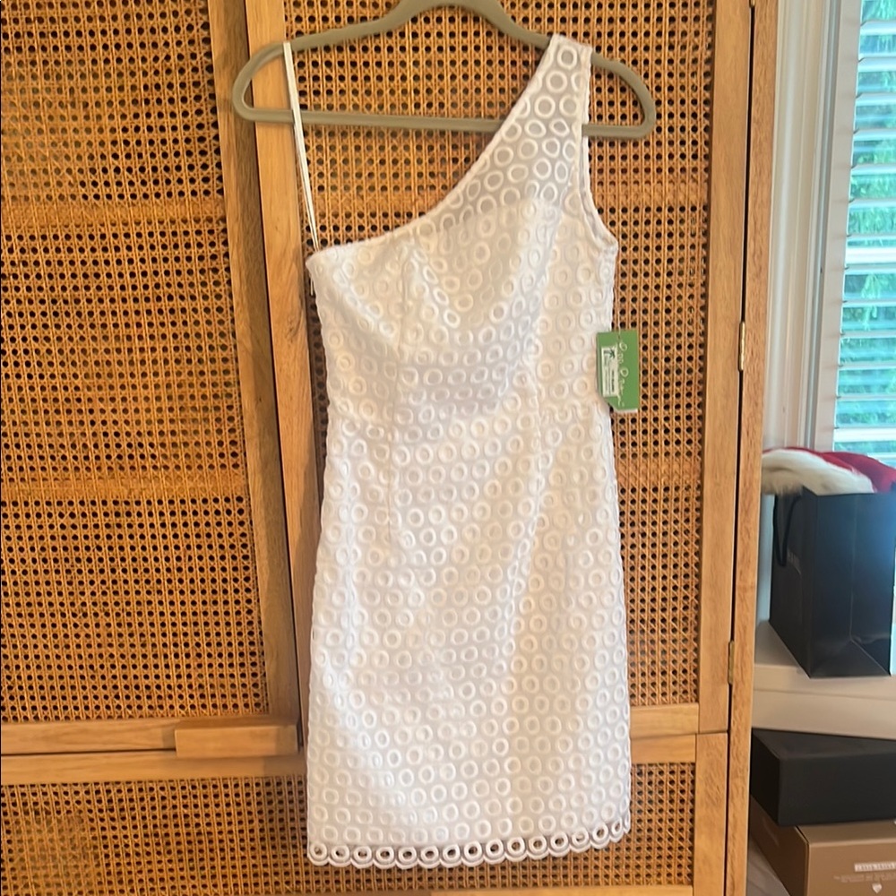 Lilly Pulitzer White One-Shoulder Sheath Dress Cocktail